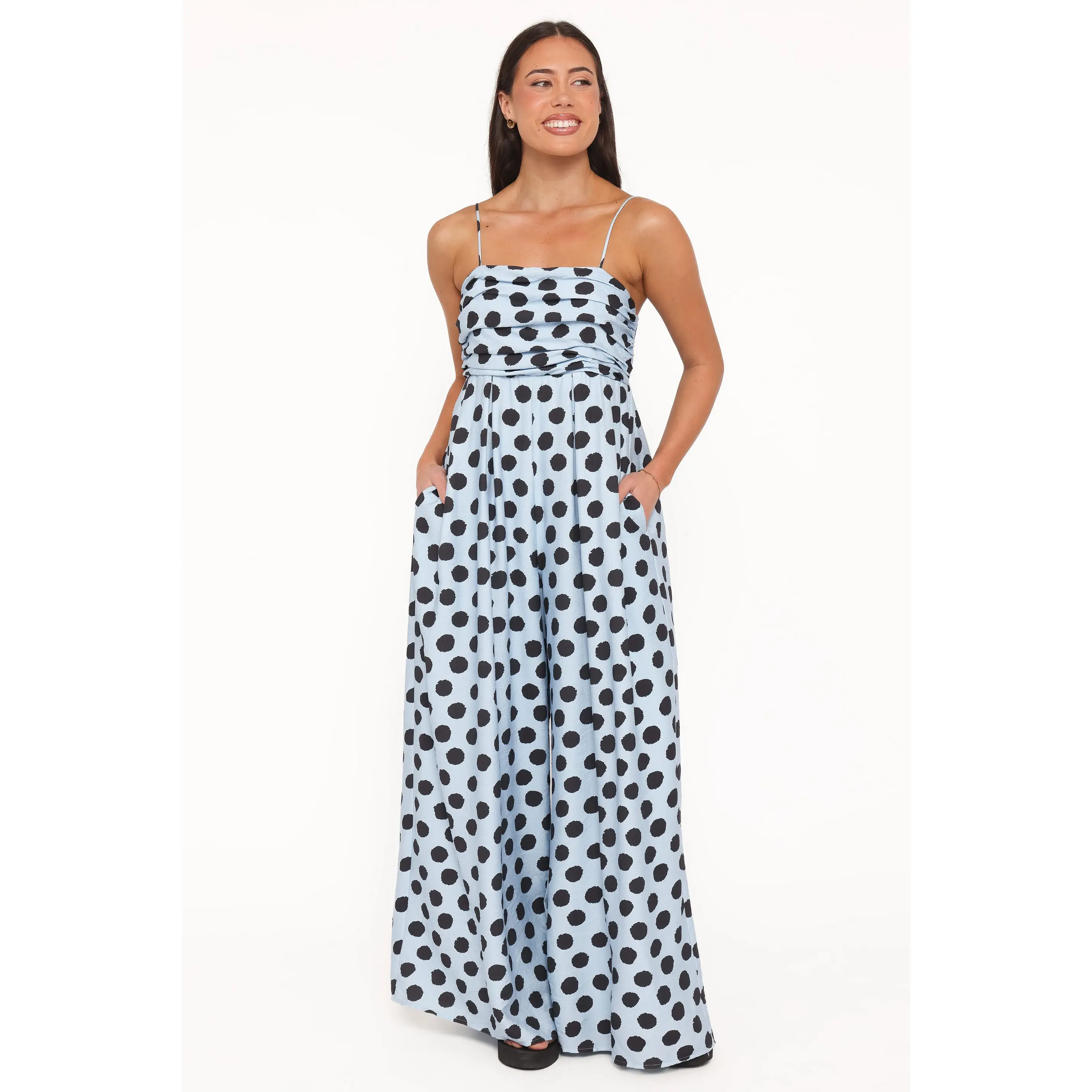 Pricilla Jumpsuit - Blue Polka Dot