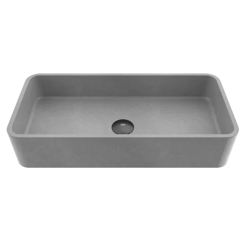 Palazzo Gothic Grey Vessel Sink | 23" Rectangular Concreto Stone™, Matte Finish, Slim Profile, Scratch & Heat Resistant, Above-Counter Bathroom Basin