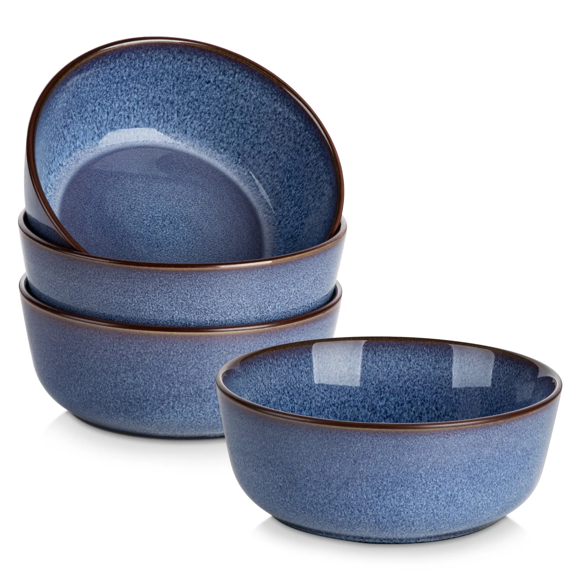 vancasso Ceramic Cereal Bowls Set of 4, 25 oz Reactive Glaze Stoneware Bowls, 6.3-Inch Soup & Salad Bowls with Slightly Raised Rim, Microwave & Dishwasher Safe for Cereal, Pasta, Rice & Everyday Dining