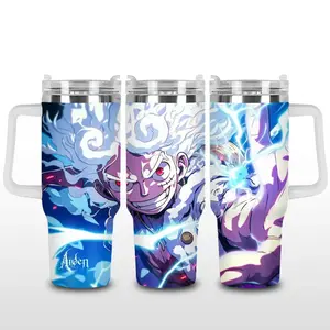 STORMMECH- Monkey D Lufy 40oz Tumbler, Gear 5 Lufy Water Bottles, Anime Tumbler With Handle, Anime Fan Gift, Anime Stainless Steel Tumbler, Otaku Gift