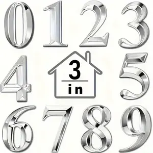 Self Adhesive 3D Floating House Number Plaque, Plastic Digital Letters Stickers for Door Signs, Rust Resistant Address Plate for Home Office Apartment, Signage