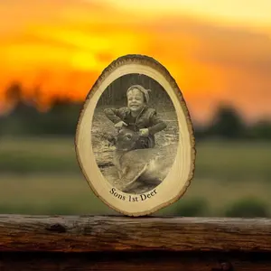 Oval burned photo, laser burned in wood, engraved photo, custom laser burned on wood