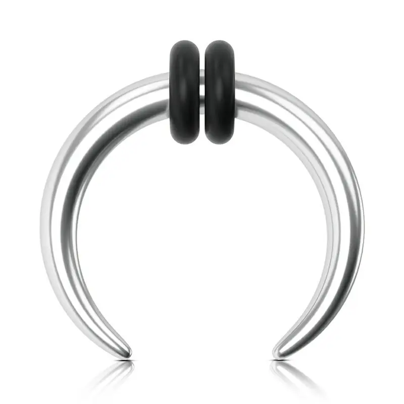 Oufer 316L Stainless Steel Crescent Horseshoe Pincher Ring Hoop 8-16G Stacked Septum Ring with Hypo-Allergenic O-Rings for Septum and Daith Piercing