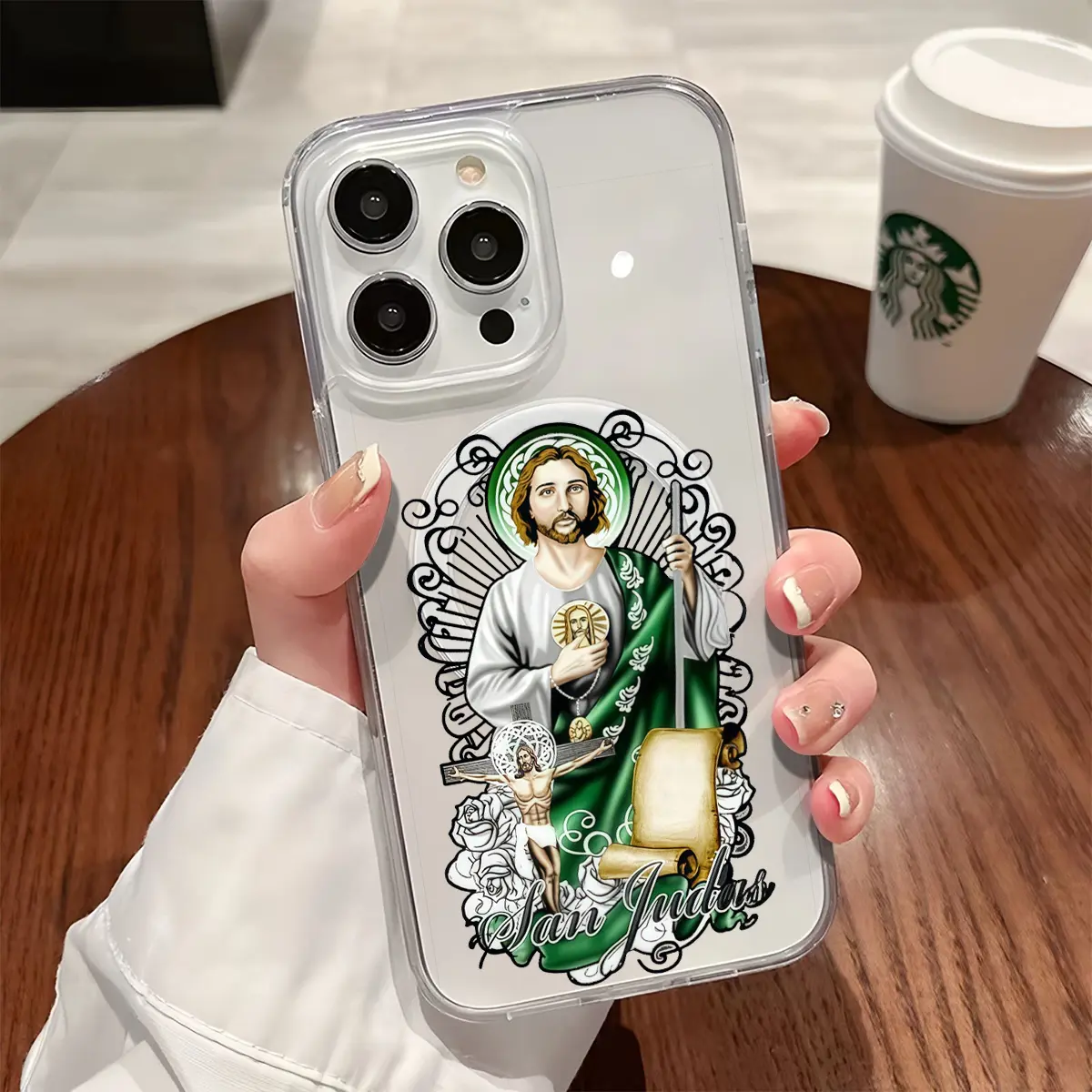 'Seal of St. Jude' Pattern Clear Protection Slim Shockproof Magnetic Phone Case for iphone16 15 15pro Max 14 14pro 13 12 11 X 16Promax Magnetic Cover