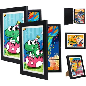 2Pack  Art Frame -  Artwork Frames Changeable,Front Opening Holds 150,8.5x11  Art Work Frames for  Art, Art Picture Frame With Storage for Display Photo(Black)