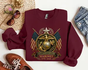 United States Marine Sweatshirt, Patriotic, 250th Marine Birthday Sweater, Military Apparel