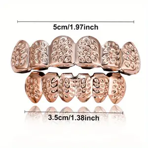 1 Set of Copper Golden Carved Pattern Hip-Hop Braces for Halloween Costume Hip-Hop Braces