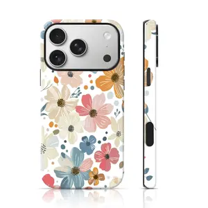 Watercolor Floral Phone Case for iPhone 17 Pro Max/16 Pro Max/15Pro Max 15/14/13/12 & Samsung S25 Ultra All Models, Double-Layer TPU Shockproof Protective Cover (Pastel Flower Print)