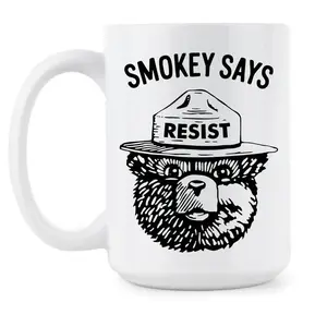 Smokey Bear Resist Mug: Anti-Trump, Pro-Environment, National Parks Activist Gift, Coffee Classic Mug, Drinkware Gift