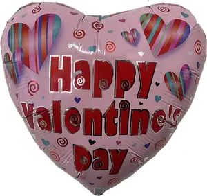 PMU Valentines Day Hearts and Stripes 18 Inch Mylar-Foil Balloon Valentine's Day, Proposal, Special Events, Photo Props Party Decoration and Accessories