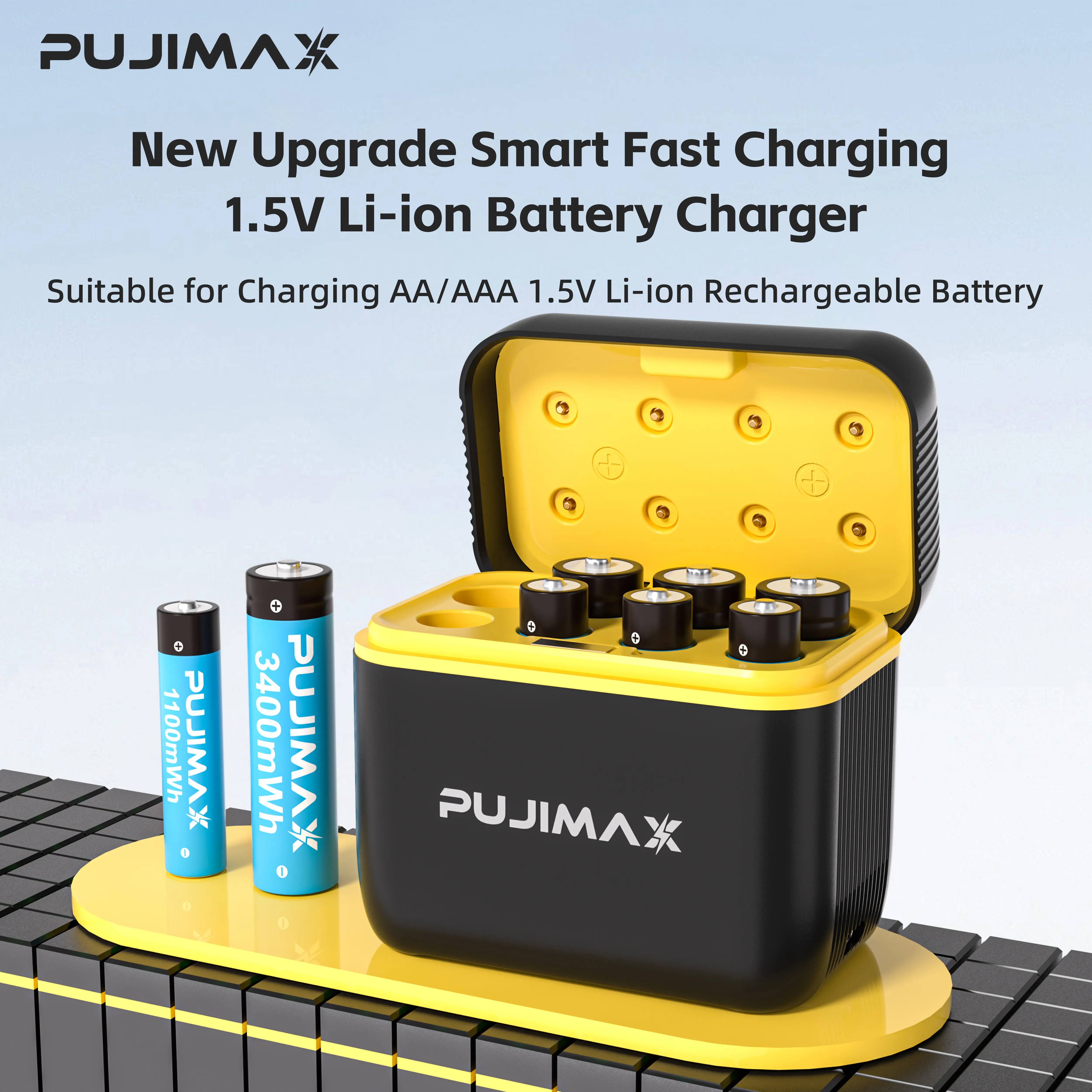 8Pack Rechargeable AA AAA Batteries with Charging Storage Case, USB-C 8-Slot Charger Kit, 1.5V Lithium Battery Set for Home Devices