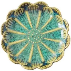 Lotus ring holder dish small indoor ash tray ceramic dessert plate trinket jewelry holder organizing necklace earrings for parents friends sister deep green all jewelries are not included