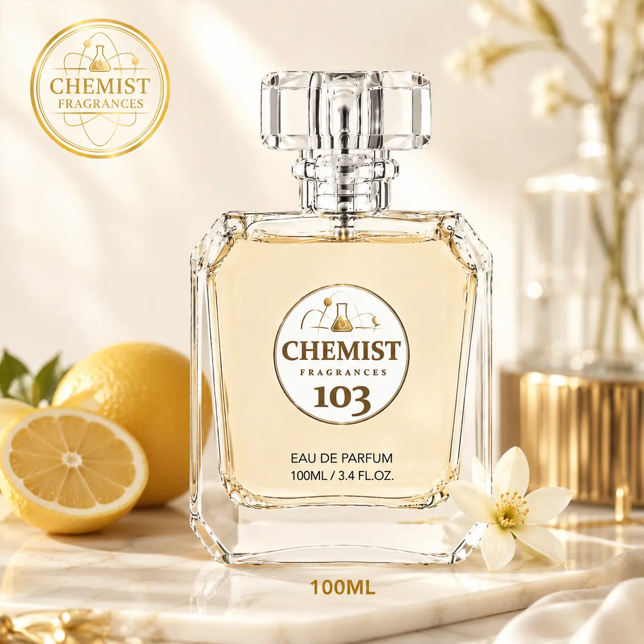 Chemist Fragrance 103 Fresh Citrus Musk Perfume – Sparkling Grapefruit & Bergamot Fragrance with Soft Clean Woody Finish, Long-Lasting Unisex Scent