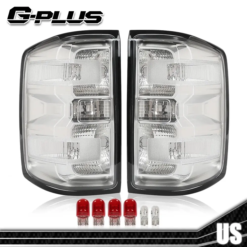 Fit For 2014-2019 Chevy Silverado Rear Tail Lights Lamps Pair Fit For 2014-2019 Chevy Silverado Pickup w/ Bulbs G-PLUS