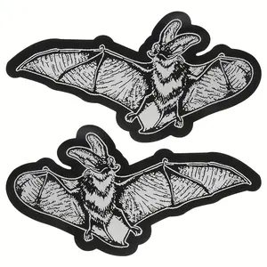 Goth Embroidered Iron On Patches Black White Large Size for Clothes Backpack Jacket Hat Applique Punky Fashion Accessory Bat Gothic