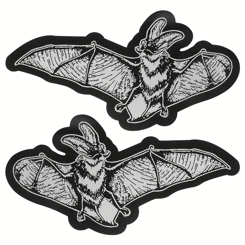 Gothic Bat Wing Iron-On Patches, 1 Pair Large Black and White Embroidery Design Set for Jackets, Clothes, and Backpacks #TikTokShopSummerSale