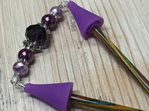 Crystal Knitting Needle Point Protector Jewelry- Purple
