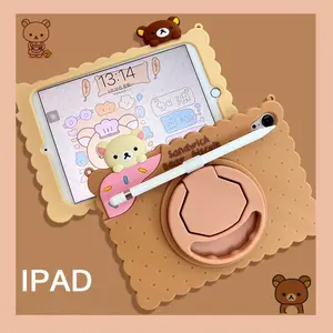 Fashion Cartoon Biscuits Bear Tablet Cases for Ipad Pro 11 10.9 10.5 10.2 Inch Air Mini 6 5 4 3 2 1 Th Silicone Tablet Case Gift