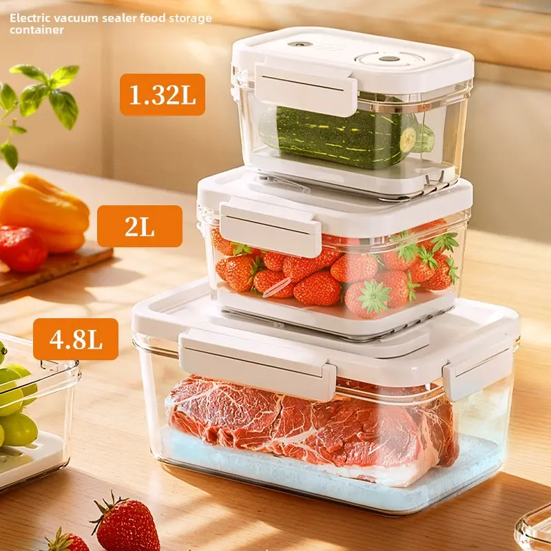 Electric Vacuum Fresh-Keeping Container - Kitchen Food-Grade Sealed Latch Box, for Refrigerator Storage, All Seasons Fruits and Vegetables