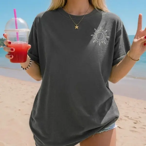 Comfort Colors Boho Sun Graphic T-Shirt, Minimal Aesthetic Tee, Vintage Summer Outfit, Cute Simple Design Shirt, Everyday Wear