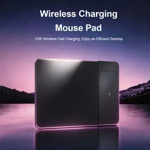 2-in-1 Foldable Wireless Charging Mouse Pad - 15W Fast Charger Mat, Rubber Surface, Creative Folding Design, Multi-Functional for Home & Office, Compatible with iOS & Android Devices