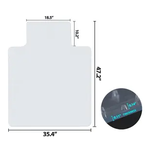 Zeny 47" x 35" PVC Office Chair Mat Clear Floor Desk Mat with Under-Desk Lip for Low Pile Rug