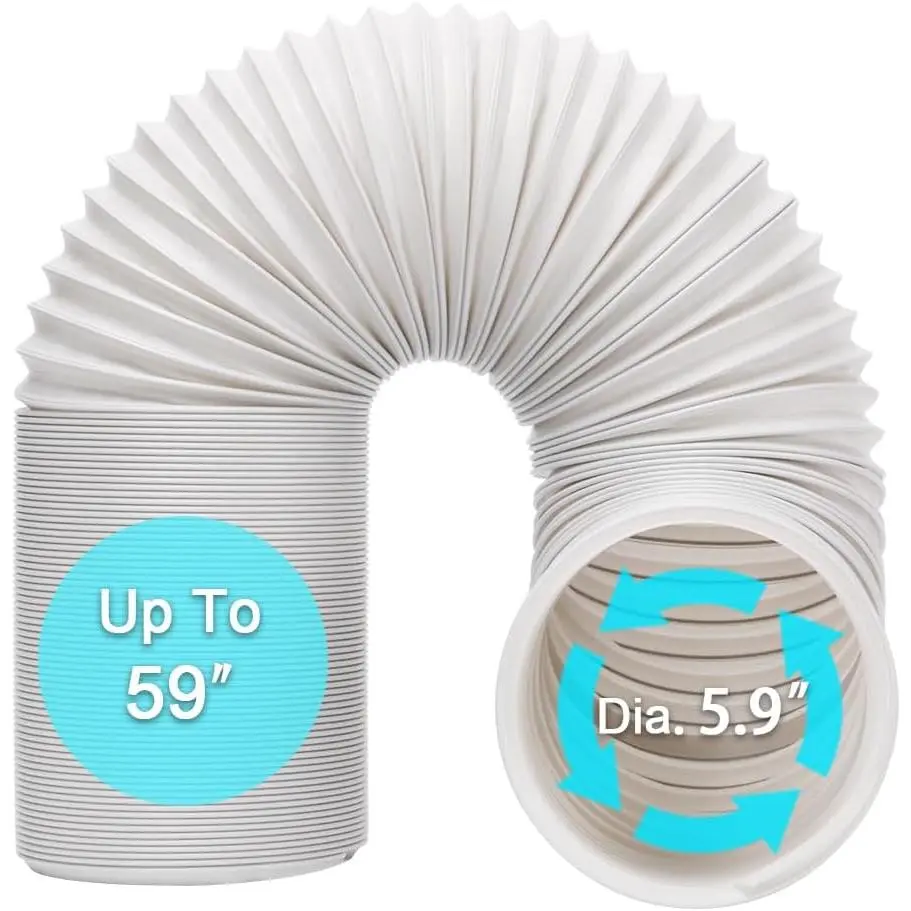 Portable Air Conditioner Hose, Portable Exhaust Vent Hose with 5.9 Inch Diameter, Universal Replacement AC Vent Hose Length up to 59"