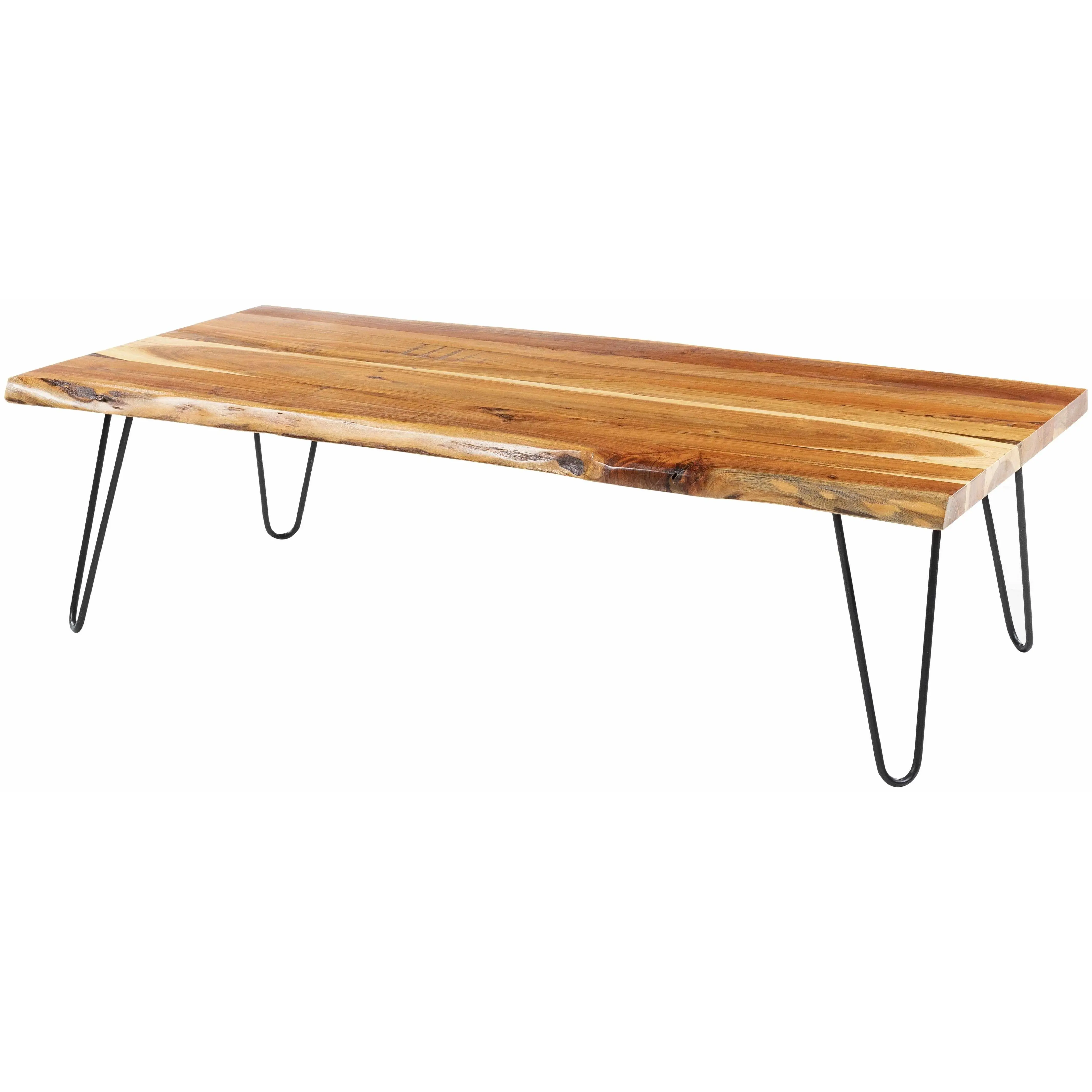 Chulakivka Industrial Acacia Wood Coffee Table, Modern Wood Table for Indoor Living Room Use