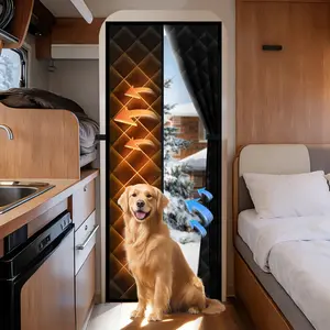 RV Insulated Door Cover Fit Door 30'' X 79''(Curtain 33'' x 80''), Thermal RV Door Insulation Cover for Winter,  Oxford Door Curtain Blanket for Inside Camper,Travel