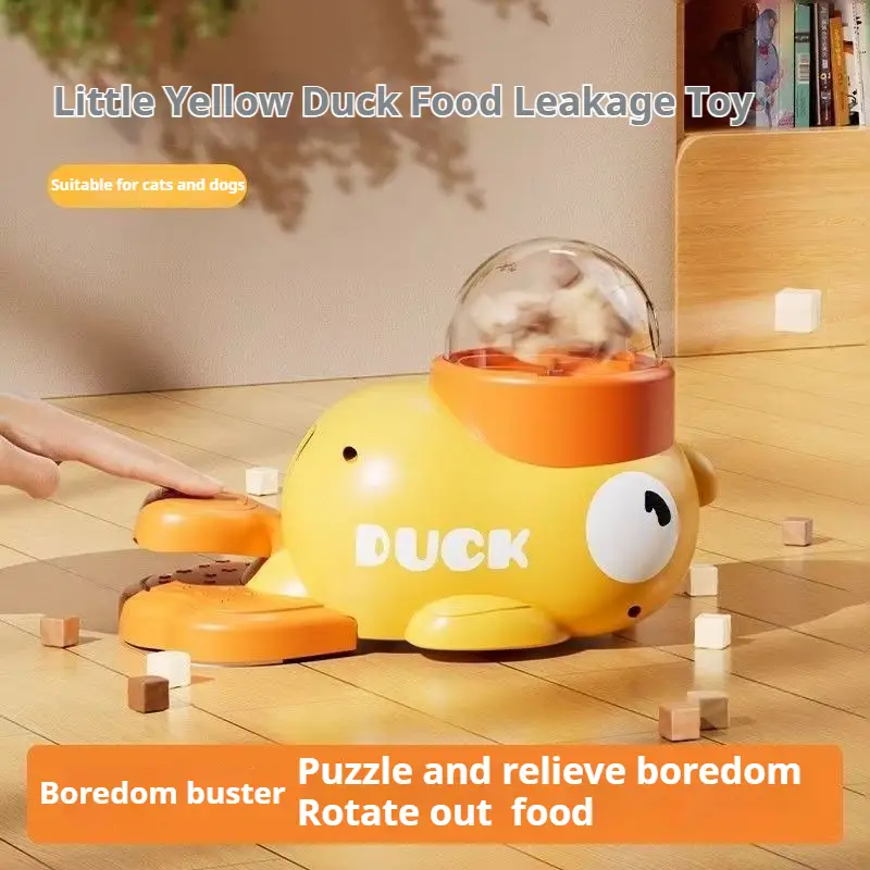 Cat Puzzle Treat Dispenser Toy, Interactive Duck-Shaped Food Slow Feeder for Cats and Small Dogs Enrichment, IQ Training and Exercise 8.6 Inches, dur