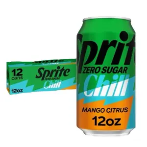 Zero sugar Sprite Chill Mango Citrus  12oz Cans Pack of 12 Soda Drink Beverage Limited Edition