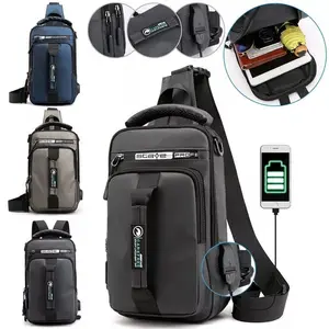 Anti-Theft Men's Sling Crossbody Bag - Messenger Backpack with USB Port, Chest and Shoulder Strap, Versatile Design