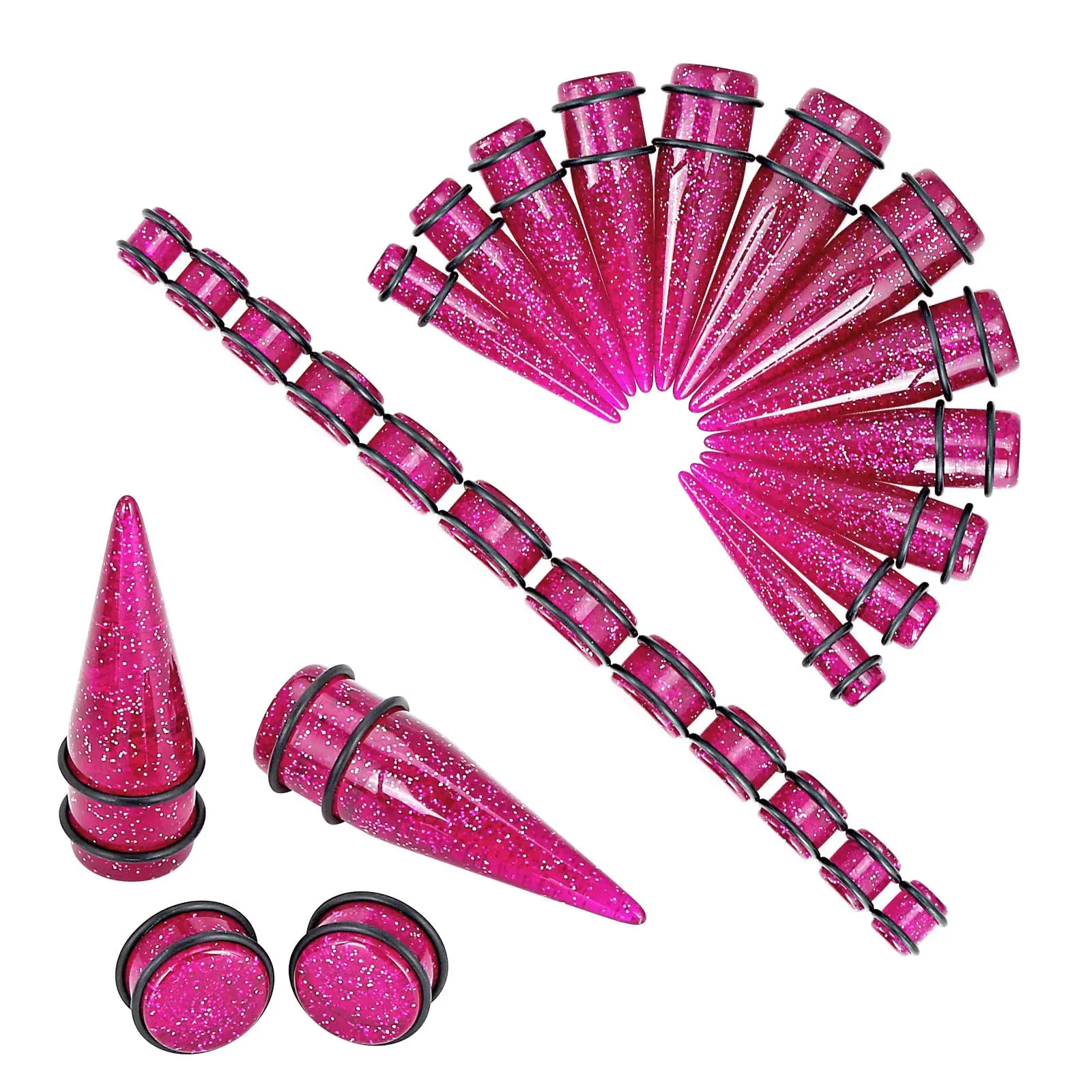 24pcs Big Gauges Kit Ear Stretching 00g-20mm Tapers Plugs Body Set