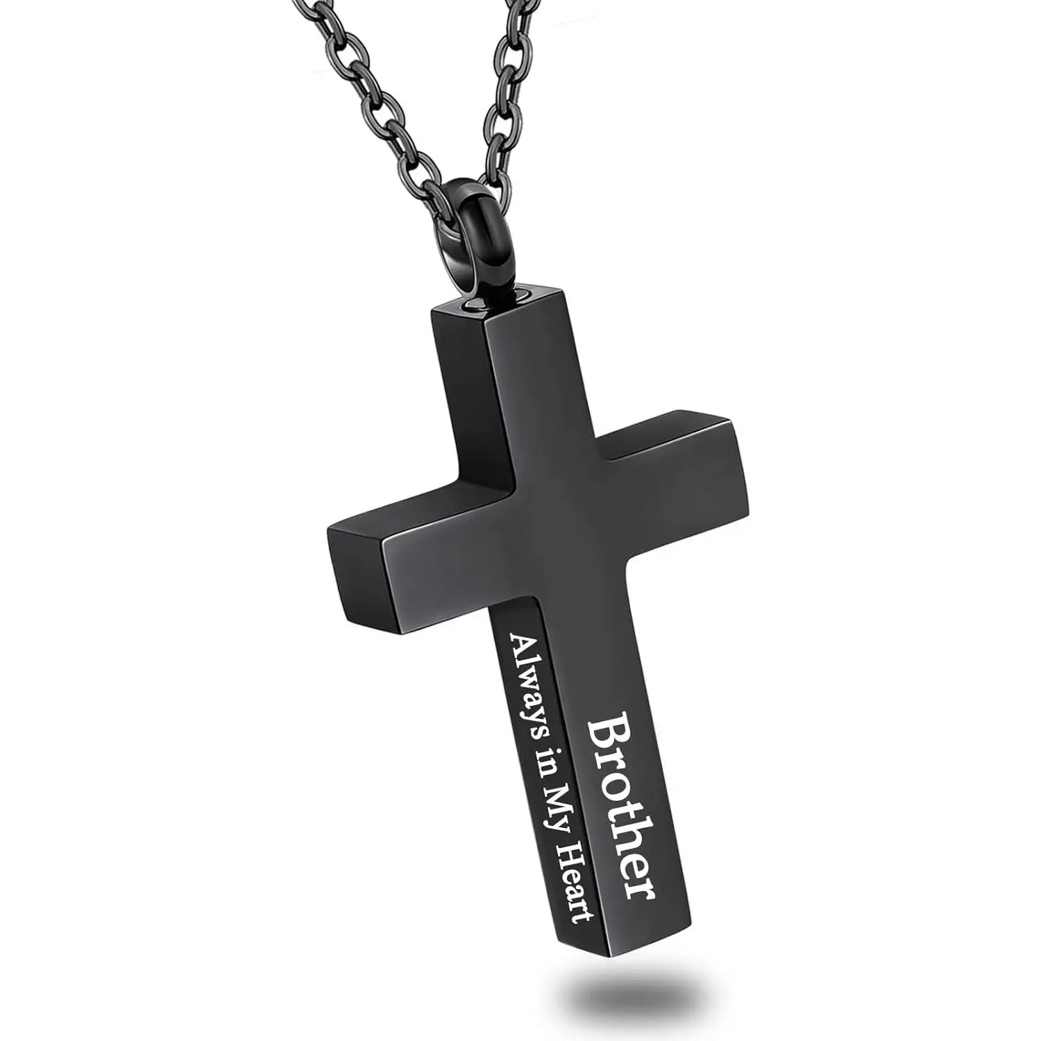 Cross Urn Necklace Locket Pendant - 1.3"x 0.66", 20"+2" Chain, Necklace Urns for Human Ashes, Remembrance Jewelry for Funeral, Memorial Holder for Men