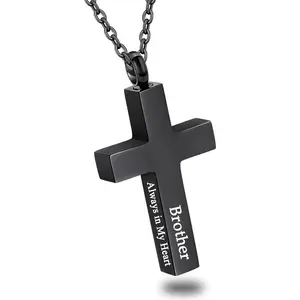 Cross Urn Necklace for Ashes for Men Women Cremation Jewelry Urns Locket Pendant Ashes Holder Memorial Jewelry-Always in My Heart