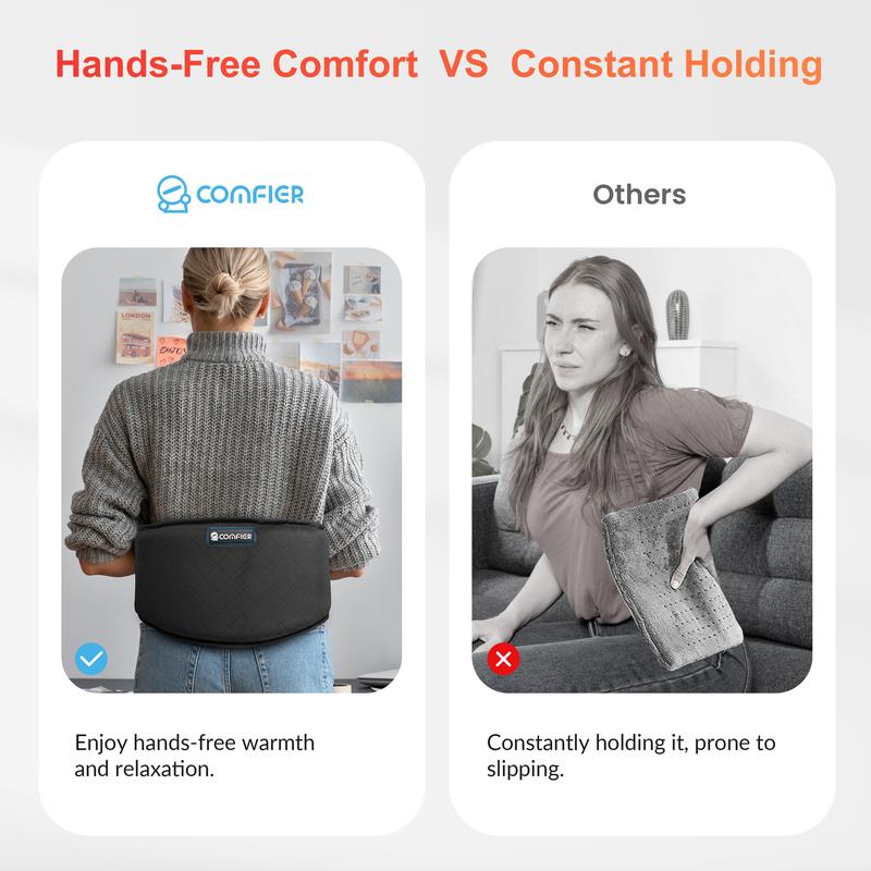 COMFIER Back Massager Heating Pad with Vibrating Massage 3 Modes 2 Intensities 2 Heat Levels for Home Office Relaxation Aid US Plug Gift for Mom Dad