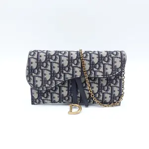 Pre-owned Dior canvas Shoulder Bags Saddle Blue Shoulder Bag T10413836
