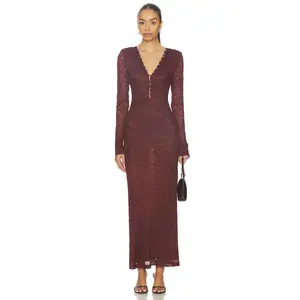 Bardot Zenia Long Sleeve Midi Dress in Chocolate