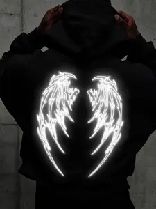 Men's Sweatshirt: Featuring a cropped, zip-front cardigan silhouette with a striking reflective wing graphic—perfect for parties, music festivals, and nightclubs. A must-have style for the fashion-forward.