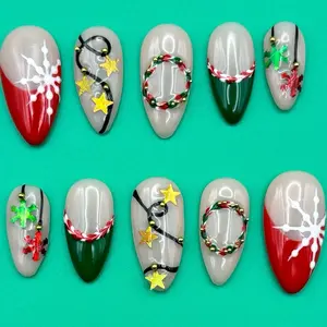Christmas Nails - Festive Design with Snowflakes, Stars, and Wreaths for the Holiday Season