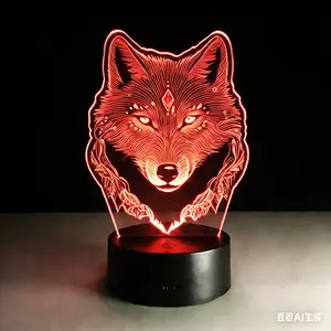 Mystical Wolf Head 3D Illusion Lamp | Remote & Touch Control | Edgy Bedroom Decor & Gift,Crystal Accent Wolf Head 3D Lamp | Remote + Smart Touch | Must-Have Bedroom & Gaming Room Decor