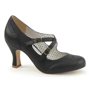 Women's Classy Elegant Heeled Pin Up Couture FLAPPER-35 Black Mary Jane Shoe, Stylish Footwear for Women