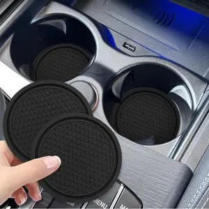 Car Cup Holder Coaster, 2 Counts Round Heat-Insulation Cup Mats, Universal Non-Slip Car Cup Holder Pads, Interior Car Accessories