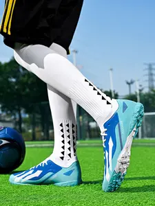 1 Pair Unisex Multi Ground Performance Football Shoes High Elastic Flyknit Mesh Breathable Lightweight Flexible Turf Anti Slip Stable