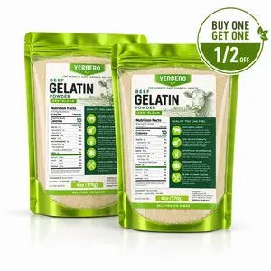 [Buy One, Get One] - Two Bags Yerbero Premium Unflavored 300° Bloom Beef Gelatin Powder 4oz (114g) Each | Thickening Agent | Grenetina en Polvo Sin Sabor | Swiftly Solidifies, Stabilizes, and Enhances for Culinary & Baking Endeavors.