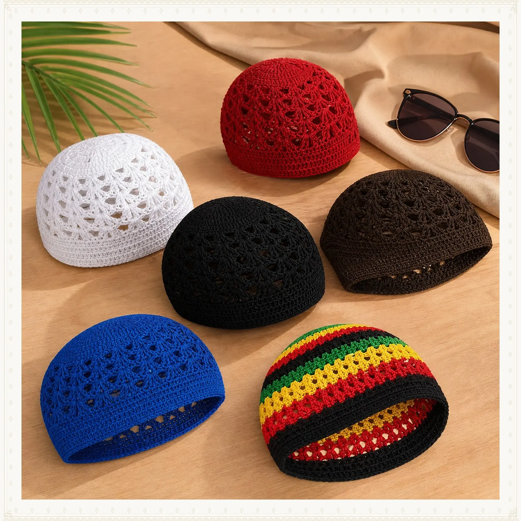 Stretchy Breathable Knit Kufi Hats kufi hat Crochet Beanie Hat Brimless Beanie Hat Muslim Men's Hat Knitted Elastic Crochet Hat Autumn And Winter Warm Hat