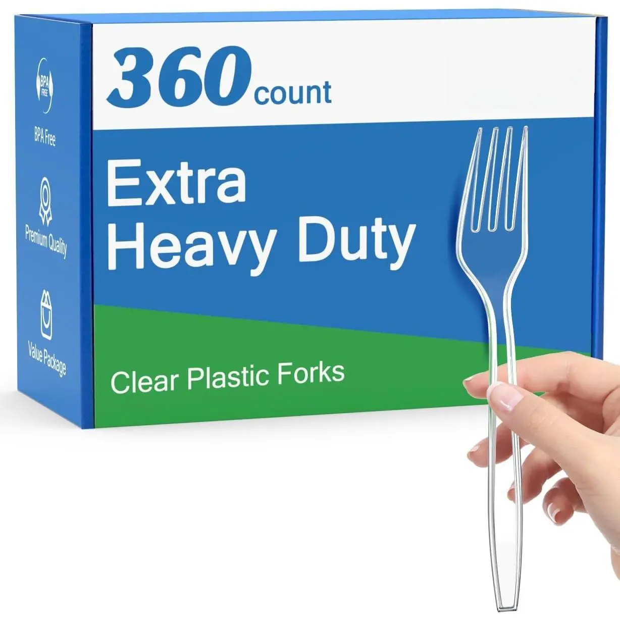 360 Count Extra Heavy Duty Clear Plastic Forks Disposable, BPA-Free, Heat Resistant, Solid and Durable Disposable Forks Bulk, Premium Plastic Forks heavy duty for Party Supply
