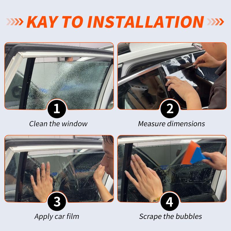 1 Roll 19.69 in × 118.11 in Uncut Black Car Window Tint Film, 35% VLT, Adhesive-Free UV & Heat Insulation Film, Suitable for Front & Rear Windshield, Windows, and Sunroofs – Perfect for SUVs, Sedans, and Glass Doors, Easy to Install & Reusable