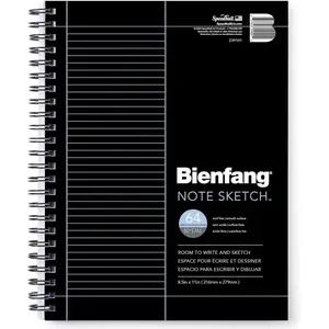 teSketch - Half-Lined Half Blank Notebook - 8.5 in. x 11 in. Sketch & Note Taking Paper Pad, 64 Sheets Spiral Wire Bound Sketchbook for Students, Artists & Writers, White