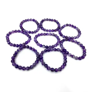 Natural Dream Amethyst Bracelet with 8mm Polished Gemstone Beads, an Elegant Beaded Jewelry Piece for Women, Bead Bracelets, Crystal Bracelet